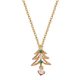 Christmas Tree Zircon Pendant Necklace for Women Clavicle Chain Jewelry