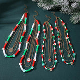 Christmas Multi-Layer Necklace Santa Claus Bells Tree Charm Beads Choker