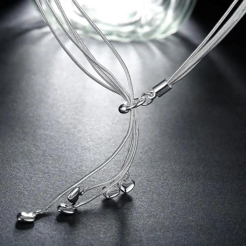 925 Silver Necklace 18'' Wild Charm Heart Necklaces for Women