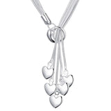 925 Silver Necklace 18'' Wild Charm Heart Necklaces for Women