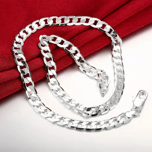 925 Silver 8mm Chain Necklace Wedding Jewelry