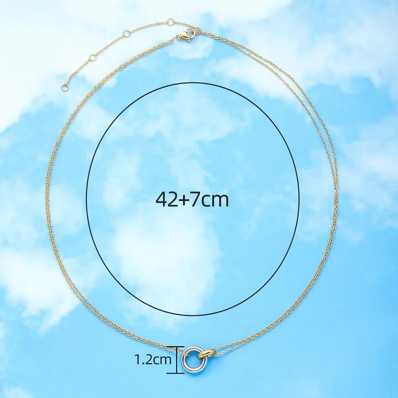 Stainless Steel Interlocking Circle Pendant Necklaces Women Christmas
