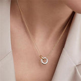 Stainless Steel Interlocking Circle Pendant Necklaces Women Christmas