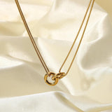 Stainless Steel Interlocking Circle Pendant Necklaces Women Christmas