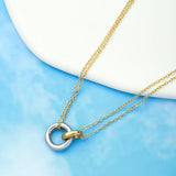 Stainless Steel Interlocking Circle Pendant Necklaces Women Christmas