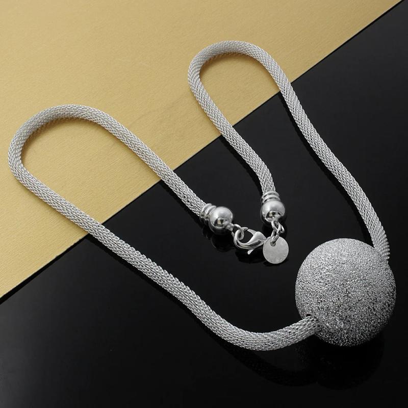 925 Sterling Silver Necklace For Women Jewelry Net Chain Pendant
