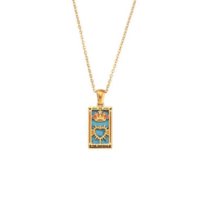 Colorful Zircon Christmas Necklace Geometric Sun Lover Tarot Necklaces