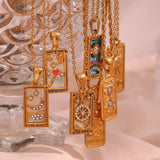 Colorful Zircon Christmas Necklace Geometric Sun Lover Tarot Necklaces