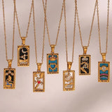 Colorful Zircon Christmas Necklace Geometric Sun Lover Tarot Necklaces