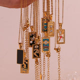 Colorful Zircon Christmas Necklace Geometric Sun Lover Tarot Necklaces