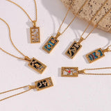 Colorful Zircon Christmas Necklace Geometric Sun Lover Tarot Necklaces