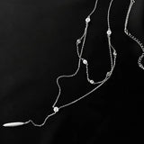 925 Silver Double-layer Zircon Tassel Necklace Women's Collarbone Chain