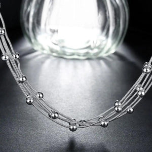 925 Sterling Silver Chain Necklace Beads Pendant Wedding