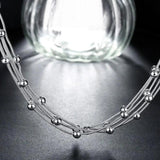 925 Sterling Silver Chain Necklace Beads Pendant Wedding