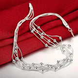 925 Sterling Silver Chain Necklace Beads Pendant Wedding