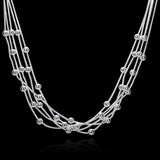 925 Sterling Silver Chain Necklace Beads Pendant Wedding