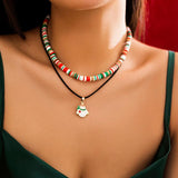 Y2K Candy Bell Tree Pendant Necklace Clay Beads Choker Christmas Party Jewelry