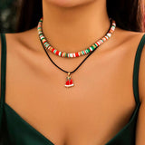Y2K Candy Bell Tree Pendant Necklace Clay Beads Choker Christmas Party Jewelry