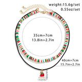 Y2K Candy Bell Tree Pendant Necklace Clay Beads Choker Christmas Party Jewelry
