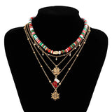 Snowflake Pendant Clay Beads Choker Charm Necklace