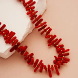 Red Coral Stone Chocker Necklace Plated Acrylic Bohemia Ethnical