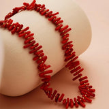 Red Coral Stone Chocker Necklace Plated Acrylic Bohemia Ethnical