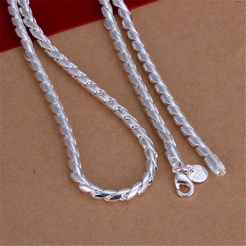 925 Silver Necklace 4MM Twisted Rope Chain 20 Inches