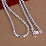 925 Silver Necklace 4MM Twisted Rope Chain 20 Inches