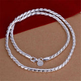925 Silver Necklace 4MM Twisted Rope Chain 20 Inches