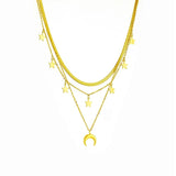 316L Stainless Steel Necklace Star Moon Pendant Women Charm Christma