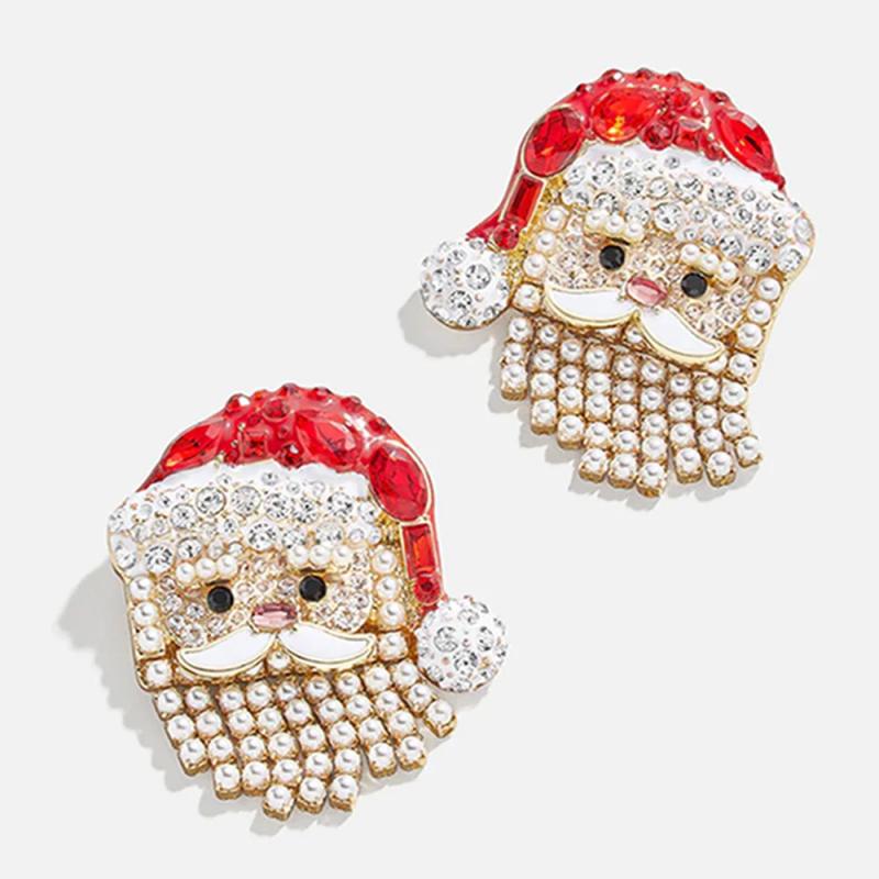 Santa Claus Crystal Stud Earrings - Festive Jewelry for Women
