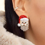 Santa Claus Crystal Stud Earrings - Festive Jewelry for Women
