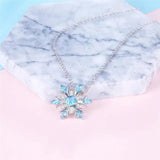 Snowflake Necklace Silver Jewelry Gemstones Christmas Gift