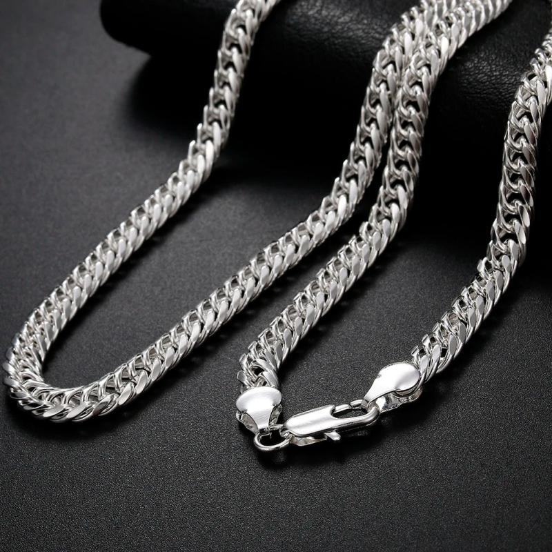 925 Silver 6MM Chain Necklace Wedding Jewelry