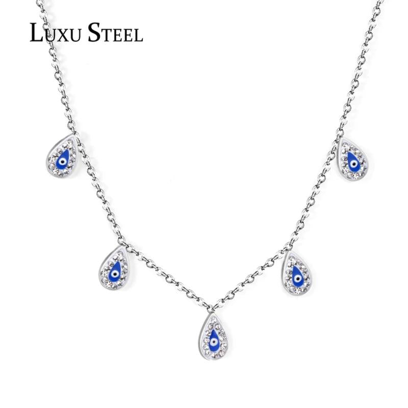 Evil Eye Necklace Stainless Steel Silver Chains