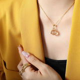 Glass Ball Pendants Necklace Stainless Steel Chain Women Christmas Gift
