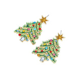 Creative Rhinestone Christmas Tree Earrings