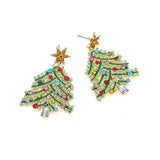 Creative Rhinestone Christmas Tree Earrings