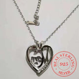 S925 Sterling Silver Mom Heart Crystal Necklace Mother's Gift Christmas