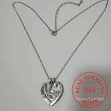S925 Sterling Silver Mom Heart Crystal Necklace Mother's Gift Christmas