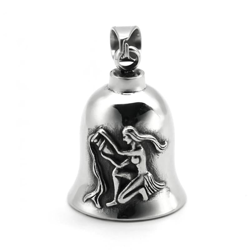 12 Constellations Bell Pendant Stainless Steel Charm Horoscope Motorcycle Biker