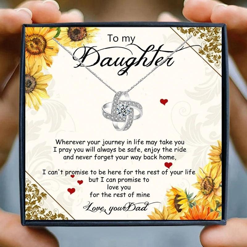 Daughter Crystal Heart Pendant Necklace from Dad