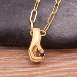 Hamsa Hand Zircon Necklace Women Pendant Chain Jewelry Gift