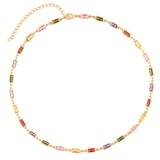 Rainbow CZ Tennis Choker Necklace for Women - Colorful Crystal Jewelry