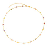 Rainbow CZ Tennis Choker Necklace for Women - Colorful Crystal Jewelry