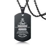 Dad Stainless Steel Necklace Men Rectangle Metal Dog Tags Pendant Necklaces