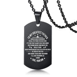 Dad Stainless Steel Necklace Men Rectangle Metal Dog Tags Pendant Necklaces