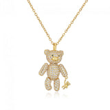Bear Pendant Necklace for Women with Cubic Zirconia - Christmas Jewelry