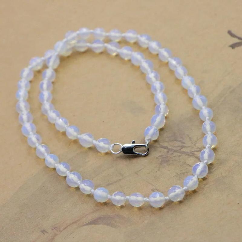 10mm Mexican Opal Moonstone Faceted Round Beads Necklace for Girls