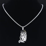 Raccoon Pendant Necklace Stainless Steel Animal Chain N6115